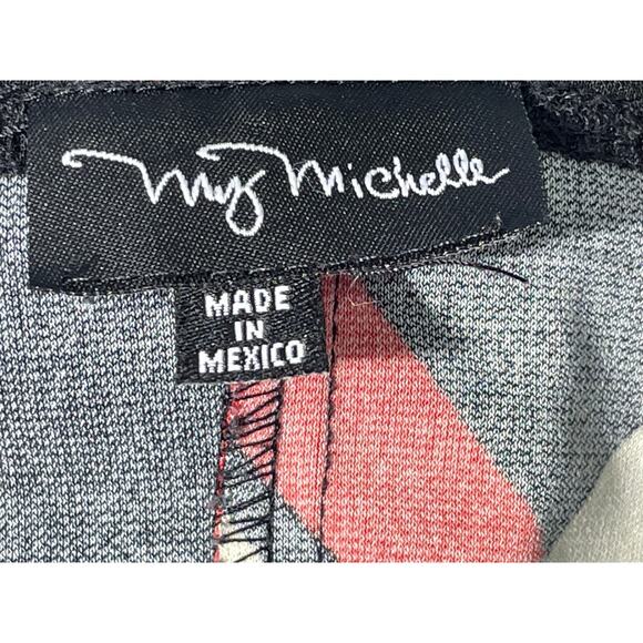 Y2K My Michelle Dress Small Geometric Faux Wrap 3/4 Sleeve Office Siren Retro - Picture 6 of 6